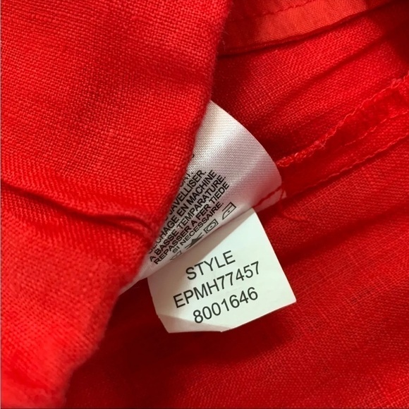 Ellen Tracy Womens Red Linen Pants | Pull-On Trouser Pockets | Size Small - Picture 8 of 9
